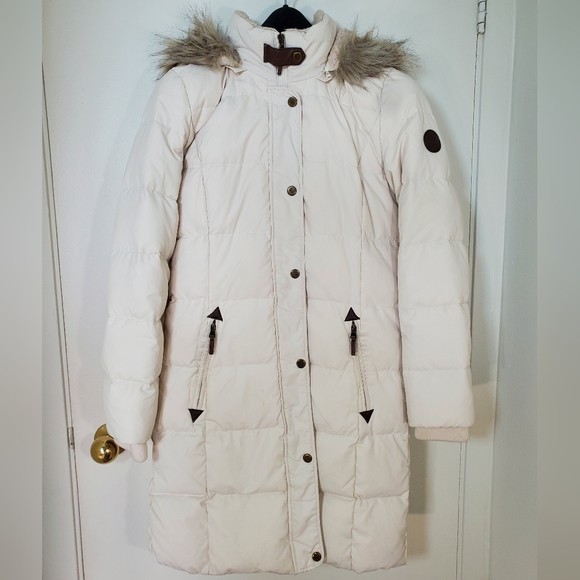 Cream Ralph lauren down/fowl filled winter coat. Xs - Picture 1 of 11